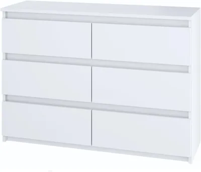 Zdjęcie produktu dla YUMEBLY | Komoda z 6 szufladami 100x33x71cm - duża szafka z szufladami do sypialni, salonu, biura i pokoju dziecięcego | Biały