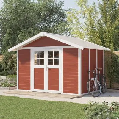 Produktbild von Gartenhaus Grosfillex Lodge Deco L 370 x 298 cm rot-weiß