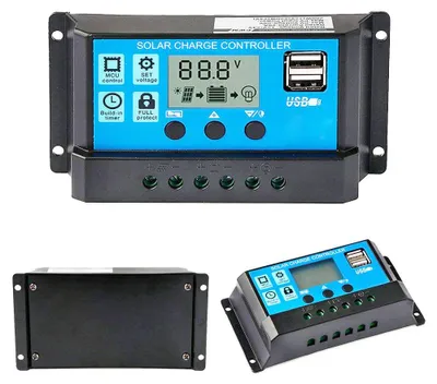 Solar-Laderegler 10A 12V/24V, PWM, LCD, USB 5V/2A