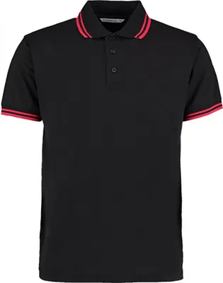 Produktbild von Kustom Kit KK409 | Tipped Collar Herren Polo Shirt /  Halbmondpasse - Farbe: Black/Red - Größe: L