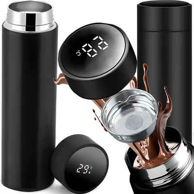 Produktbild von Thermosflasche 500ml LED Temperaturanzeige Touchscreen Isolierflasche Thermoskanne Trinkflasche Kaffeekanne Kaffee Tee Thermobecher Edelstahl Retoo