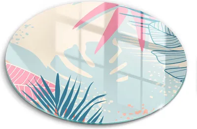 Produktbild von Glasschneideplatte - Herdabdeckplatte - fi40 cm -Schneidebrett - Spritzschutz - Pastellblätter