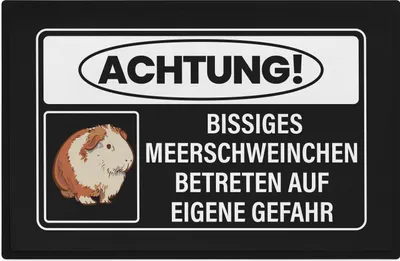 Produktbild von Trendation - Achtung Bissiges Meerschweinchen Fußmatte Geschenk Meerschweinchen Mama Spruch 60x40 cm
