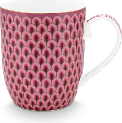 Produktbild von PIP STUDIO Flower Festival Scallop Henkelb. dark pink 145ml