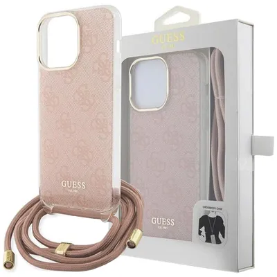 Produktbild von Guess GUHCP15LHC4SEP iPhone 15 Pro 6.1" pink hardcase Crossbody Cord 4G Print Schutzhülle
