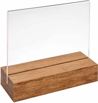 Produktbild von Doppelseitiger Tischkartenhalter DIN A6 Quer mit Fuß aus dunklem Bambus / Werbeaufsteller / Menükartenhalter / Bildhalter / Tischaufsteller / Holz / Gastronomie - Zeigis®