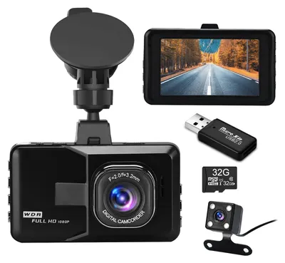 Produktbild von Podazz Dashcam Auto Vorne und Hinten — 3 Zoll IPS Bildschirm FHD 1080P Dash Cam, für Autos 170 Weitwinkel, Super Nachtsicht, G-Sensor, Loop-Aufnahme und Bewegungserkennung, Parküberwachung – Tastenste