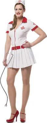 Produktbild von L3200280-36 weiß-rot Damen Krankenschwestern Kleid Nurse Kostüm Gr.36