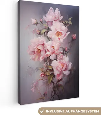 Obrázek produktu pro OneMillionCanvasses® - Obrazy na plátně - Růže - Květiny - Růžová - Umění - Akvarel, nástěnné malby, nástěnné dekorace, Obývací pokoj, 20x30cm