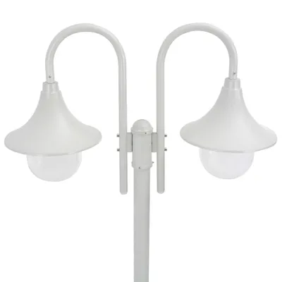 Immagine prodotto di vidaXL Dissuasore luminoso da giardino E27 220 cm in alluminio a 2 lanterne bianco