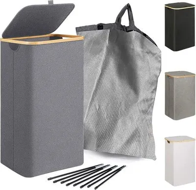Produktbild von Famanu Wäschekorb mit Deckel - Faltbarer Wäschekorb für Schlafzimmer und Badezimmer - Abnehmbare Wäschesäcke - 40,5 x 31 x 65 cm