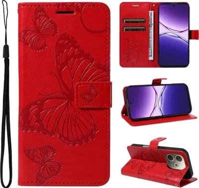 Produktbild von OPPO A5 Pro 5G Hülle - Coverup Schmetterlinge Klapphülle - Rot