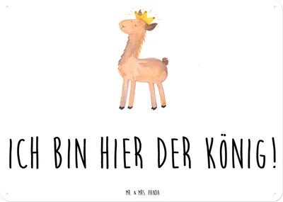 Produktbild von Mr. & Mrs. Panda tafel Lama König DIN A3 - Weiß - Geschenk, Lamas, Mama, Magnetschild, Wandbild, Türschild, Alpaka, Metallbild, Schild, Papa, Kollegin