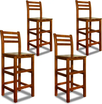 Produktbild von CASARIA® Barhocker 4er Set Holz mit Lehne Outdoor 75cm Sitzhöhe Akazie 150kg Belastbarkeit Fußstütze Massiv Rustikal Garten Küche Bar Stuhl Hocker Braun