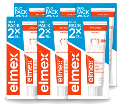 Productafbeelding van 6 x Elmex anti-karies tandpasta met aminfluoride - 75 ml - voordeelverpakking - 6 stuks