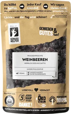 Produktbild von Weinbeeren, getrocknet, ungeschwefelt und ohne Zuckerzusatz, 250g