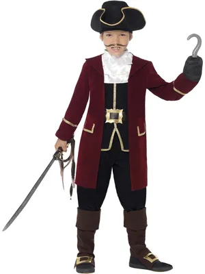 Piratenkapitän Kostüm für Jungen, schwarz, 10-12 Jahre