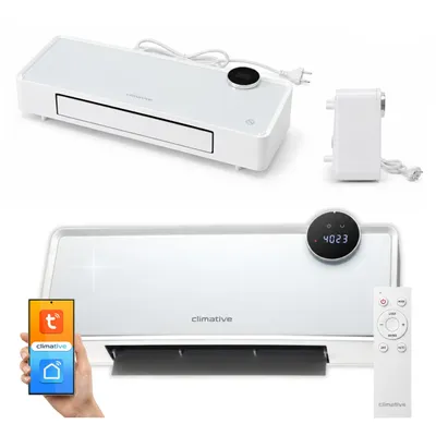 Produktbild von Climative GlassAir Wandheizlüfter 2000W WiFi, PTC, 2 Heizstufen, Thermostat, 24h Timer, SWING, Fernbedienung, Glasfront, IP22 Schwarz