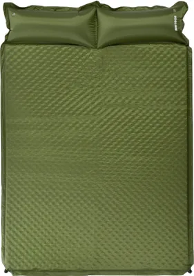 Image de matelas de camping pour 2 personnes, matelas de camping compact, matelas ultraléger avec coussin et fonction de gonflage, 192 × 132 × 3 cm, vert