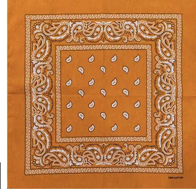 Zdjęcie produktu dla Pomarańczowy chusteczka do nosa – Pomarańczowa opaska na głowę – Pomarańczowy szal – Wzór paisley – 50/50 cm – Bawełna – CHPN