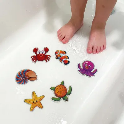 Produktbild von Selbstklebende Anti-Rutsch Bad Aufkleber Meerestiere 10 cm - 6 Stück - Dusche & Bad Sicherheit