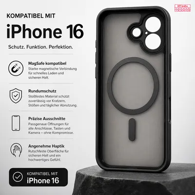 Produktbild von Hülle kompatibel mit iPhone 16 MagSafe Transparent Slim Kamera Schutz