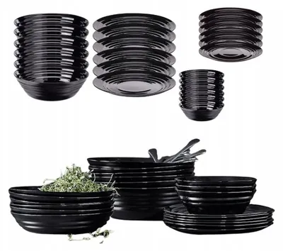 Produktbild von IKEA NÄTBARB Essgeschirr-Set schwarz 24 Teile für 6 Personen