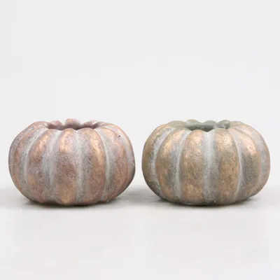 Image de Bougeoir décoratif inspiré de la saison Citrouille 11 x 11 x 6,4 cm