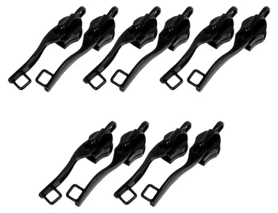 Produktbild von 5 Paar Universelle Doppellagige Reißverschluss-Zipper aus Legierung mit Schlossloch in Schwarz