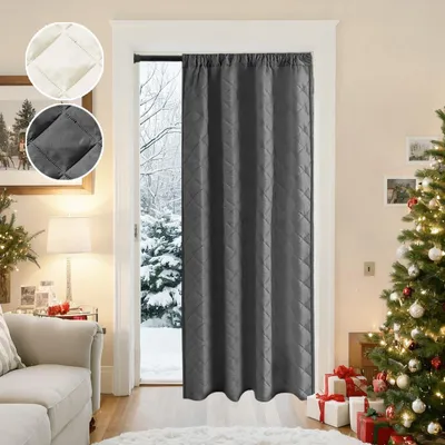 Image de Rideau thermique pour porte, 140 x 260 cm, gris foncé, tissu matelassé pour isolation thermique, idéal pour les couloirs, les chambres et les débarras - 1 pièce
