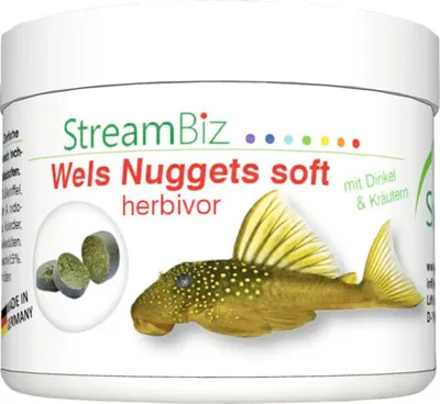 Produktbild von Aquariumfischfutter StreamBiz Wels Nuggets Soft Herbivor 250 g