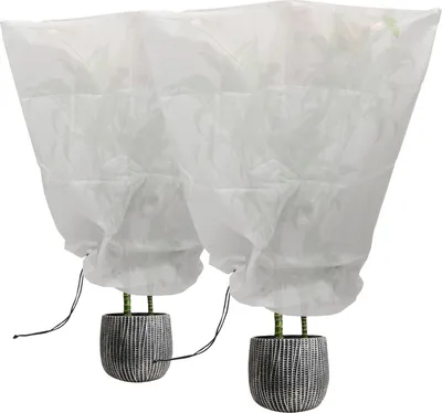 Produktbild von Pflanzenvlies-Frostschutzhüllen mit Kordelzug – 80 cm x 100 cm – 2er-Pack