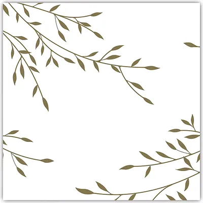 Produktbild von Servietten stoffähnlich 40x40cm mit Zweigen Motiv 25 Stück Weiß / Gold