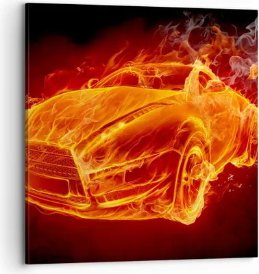 Produktbild von Bild auf Leinwand - Leinwandbild - Auto Flammen Räder - 70x70cm - Wand Bild - Wanddeko - Wandbilder - Leinwanddruck - Bilder - Kunstdruck - Wanddekoration - Leinwand bilder - Wandkunst - AC70x70-0199
