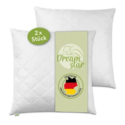Obrázok produktu pre Prémiová sada 2 prešívaných vankúšov 80x80 cm | Vankúš z mikrovlákna DREAMSTAR | vhodný pre alergikov, mäkký a ľahko udržiavateľný