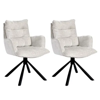 Obrázek produktu pro Duhome jídelní židle 360° otočná lounge židle, sada 2 ks, židle Chenille s funkcí návratu do původní polohy, do kanceláře, kuchyně, obývacího pokoje, ložnice, bílá