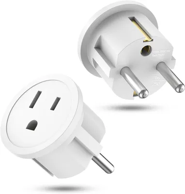 Produktbild von Reiseadapter, US-Stecker zu EU-Stecker - Set mit 2 Stück - Reiseadapter, USA zu EU - USA-Steckeradapter - USA zu europäischen Steckdosen