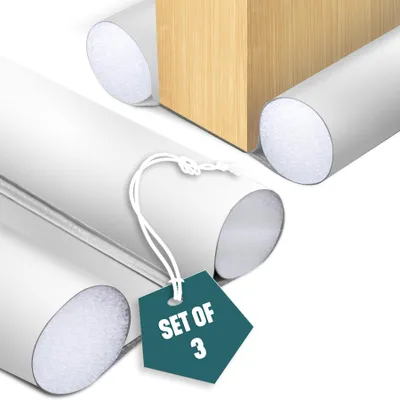 Immagine prodotto di VOUNOT® Set di 3 guarnizioni per porte inferiori, tagliabili per porte, 96 cm, bianco