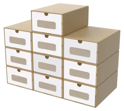 Produktbild von Schuhboxen Stapelbar - Aufbewahrungsbox mit Sichtfenster - Schuhorganizer - Hochwertiges Kraftpapier - Langlebiges Wellpappe - Flexible Stapelfunktion - Aufbewahrungsboxen