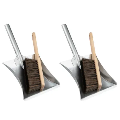 Produktbild von 2er Set Kehrgarnitur Metallset Kehrschaufel mit Metallgriff Kehrblech Kehrset
