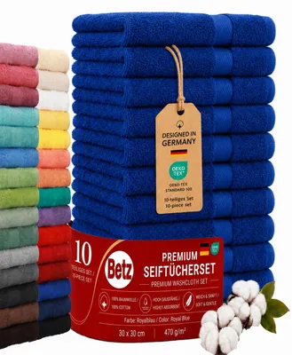 Produktbild von Betz Premium Seiftücher Set 10-teilig – 10× Seiftuch 30×30 cm, 100% Baumwolle 470 g/m², weich & saugstark, ® Farbe Royalblau, KI-generiertes Bild