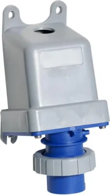 Imagen del producto de Conector de enchufe de pared Amphenol, 16 amperios, CEE, 3 polos (2P+PE), con borne macho, codificación 6h, color azul, 200/250V, frecuencia 50 y 60Hz - 1 unidad
