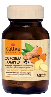KURKUMA Z IMBIREM I PIPERYNĄ 60 KAPSUŁEK - SATTVA (AYURVEDA)