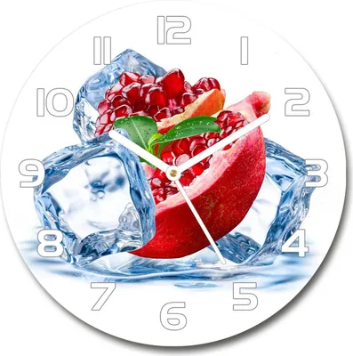 Produktbild von Wanduhr aus Glas 30fi Glasbild Glasuhr Gehärtetes Glas - weisse-zeiger - Pomegranate with ice