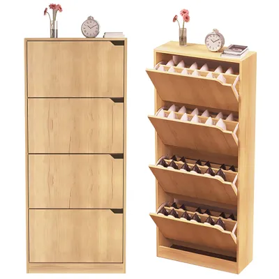 Produktbild von WAOHO Klappbare Schuhregale,Schuhschrank 4 Klappen,Schuhaufbewahrung,Schuhregal,Schuhkipper, Schuhschränke,Kippsicherung,schuhkipper