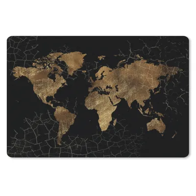 Produktbild von MuchoWow® Schreibtischunterlage Weltkarte - Marmor - Gold 60x40 cm - XXL Mauspad - Großes Mauspad