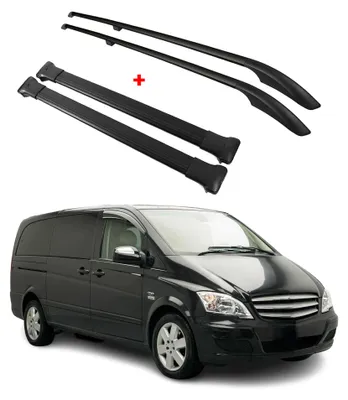 Image de Kit Barres de toit pour Mercedes Vito W639 2003-2014 L1 Court Alu Noir 4x