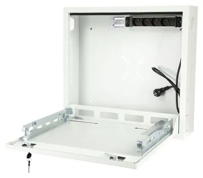 Produktbild von Lanview RWSLMWH1, Wandmontiertes Regal, 1U, 50 kg, Sperrschloss, 10,3 kg, Weiß