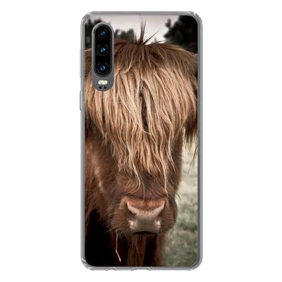 Produktbild von MuchoWow® Handyhülle Schutzhülle Hülle für Huawei P30 Schottischer Highlander - Baum - Gras Silikon Softcase Handy Hülle - Kartenbesitzer