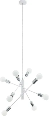 Produktbild von EGLO Pendelleuchte Gradoli, 8 flammige Hängelampe, Hängeleuchte aus Metall in Weiß und Chrom, Esstischlampe, Wohnzimmerlampe mit E27, Ø 71 cm